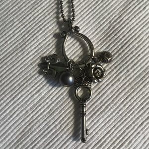 Womens Silver Chain Necklace with Charms